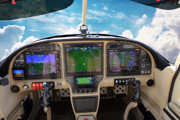 cockpit with clouds